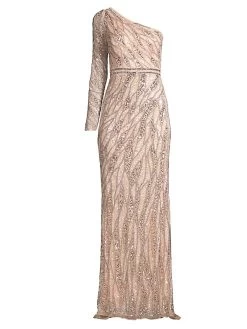 One-Shoulder Sequin Gown