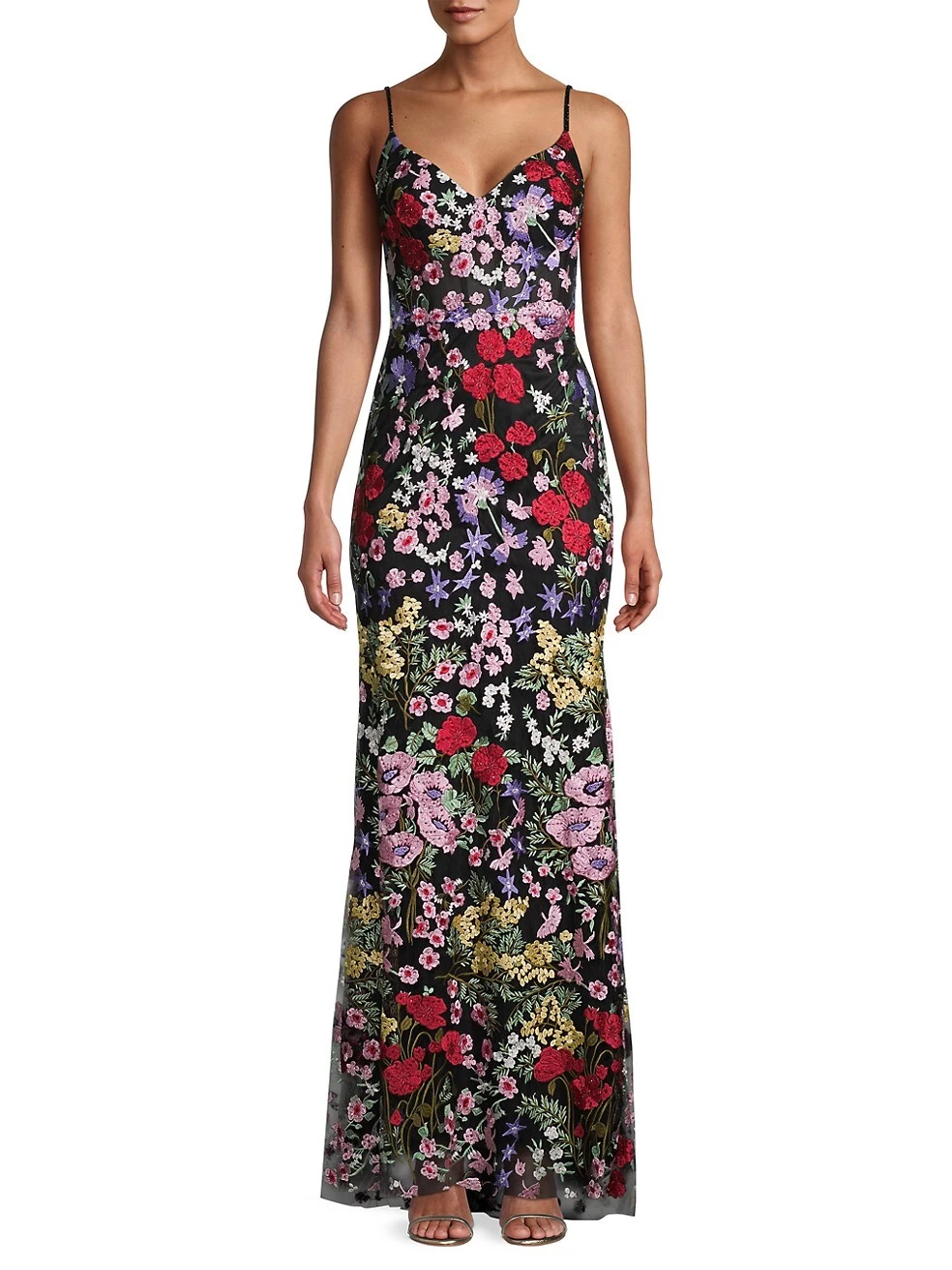 Floral Embroidery Lace Column Gown - Image 2