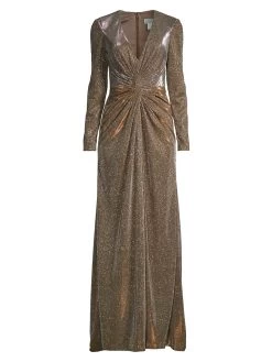 Metallic Long Sleeve Gown