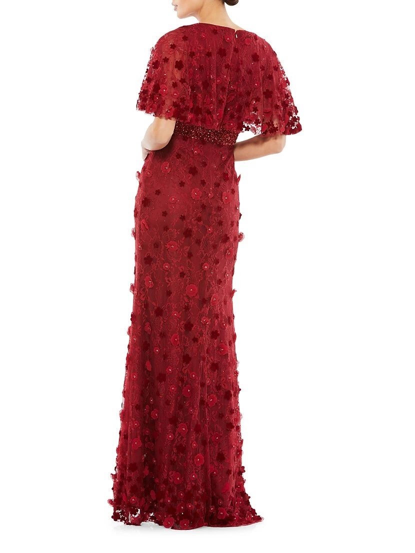 Floral Embellished V-Neck Gown - Image 3