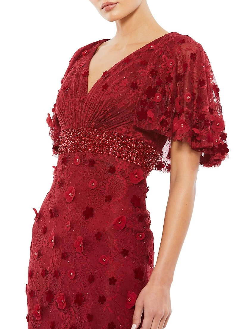 Floral Embellished V-Neck Gown - Image 4