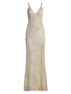 Ieena Sequin V-Neck Gown