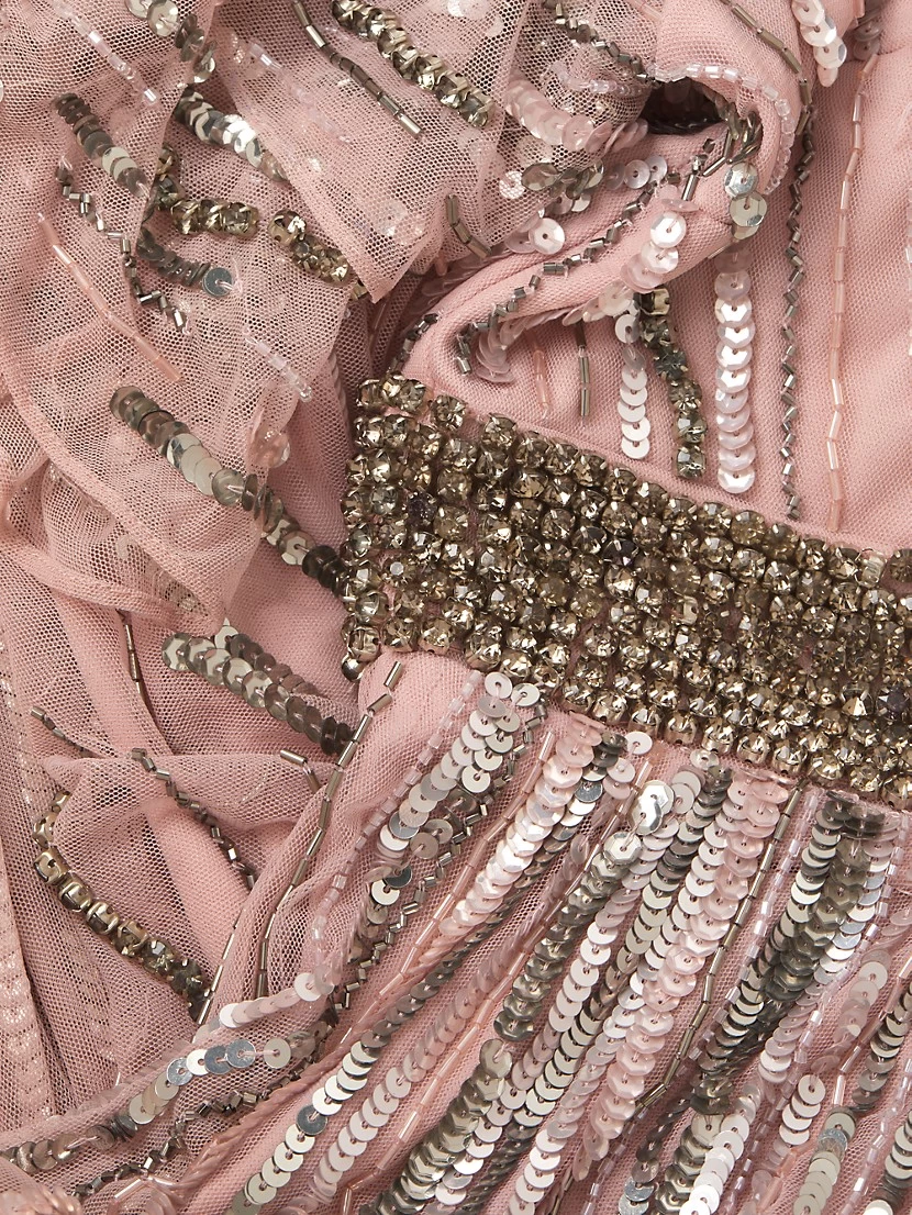 Beaded Flutter Sleeve Gown - Image 6