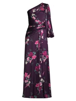 Leena Floral One-Shoulder Gown