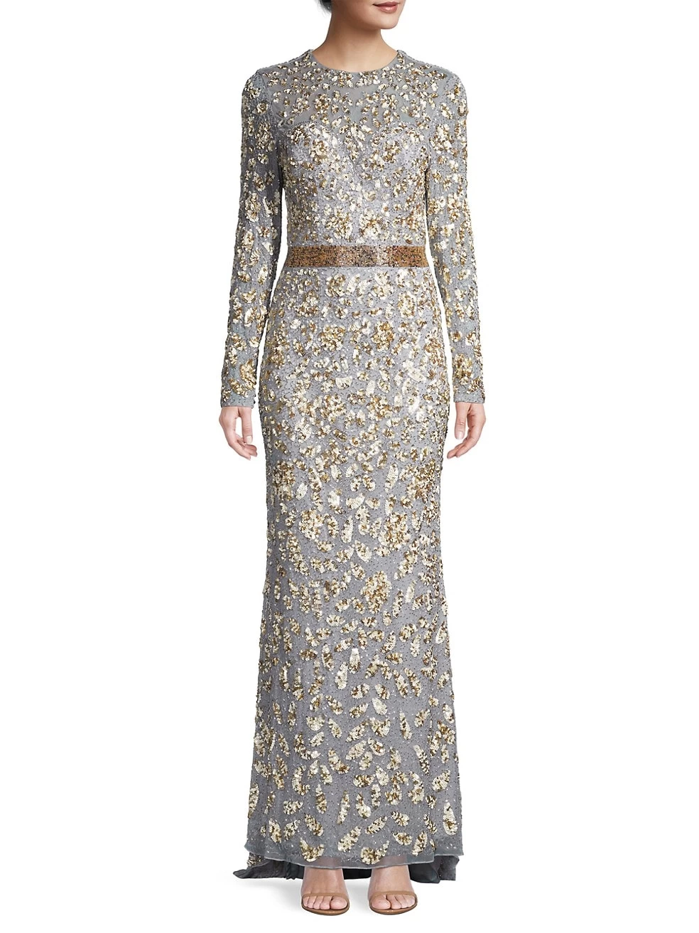 Beaded Long Sleeve Gown - Image 2