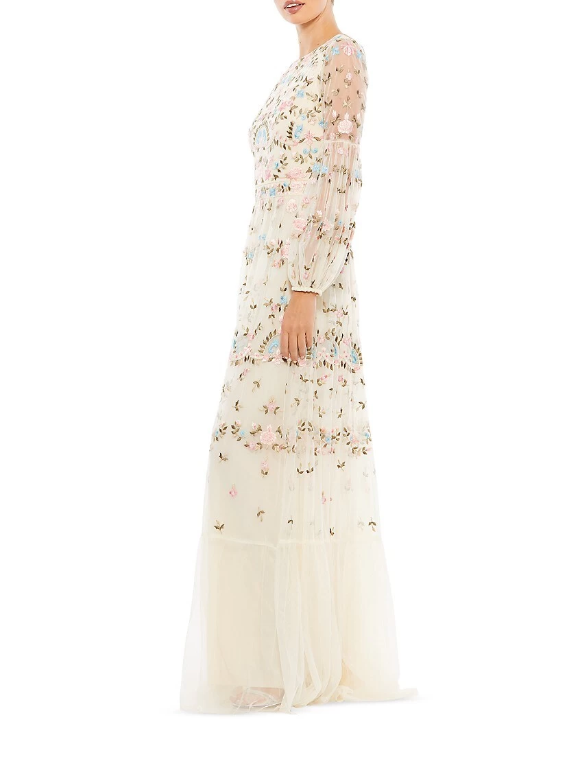 Floral Embellished Tulle Gown - Image 2