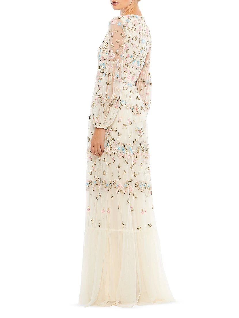 Floral Embellished Tulle Gown - Image 3
