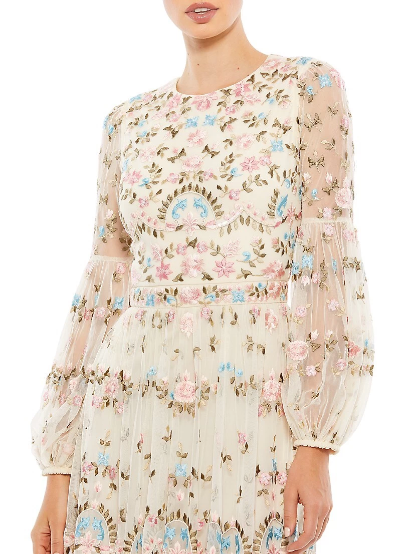 Floral Embellished Tulle Gown - Image 4