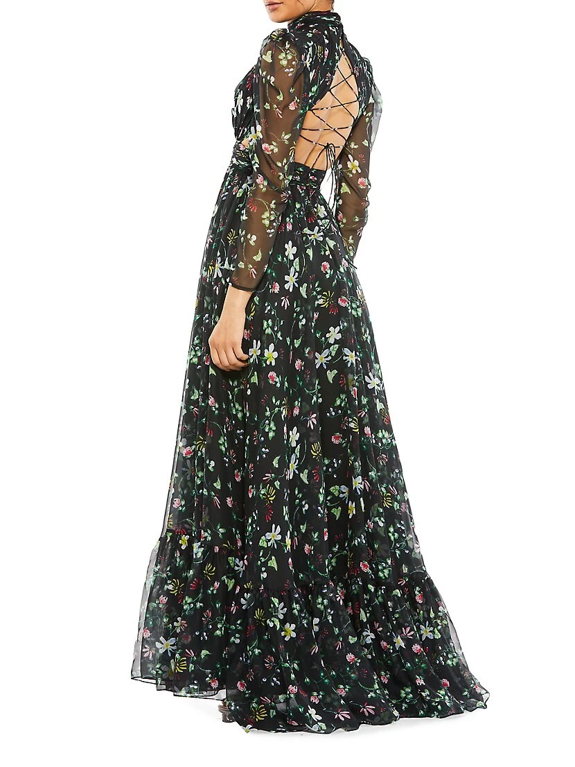 Floral-Print Chiffon Gown - Image 2