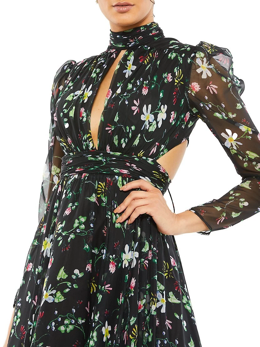 Floral-Print Chiffon Gown - Image 3