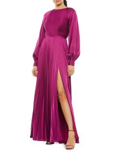 Ieena Pleated A-Line Chiffon Gown