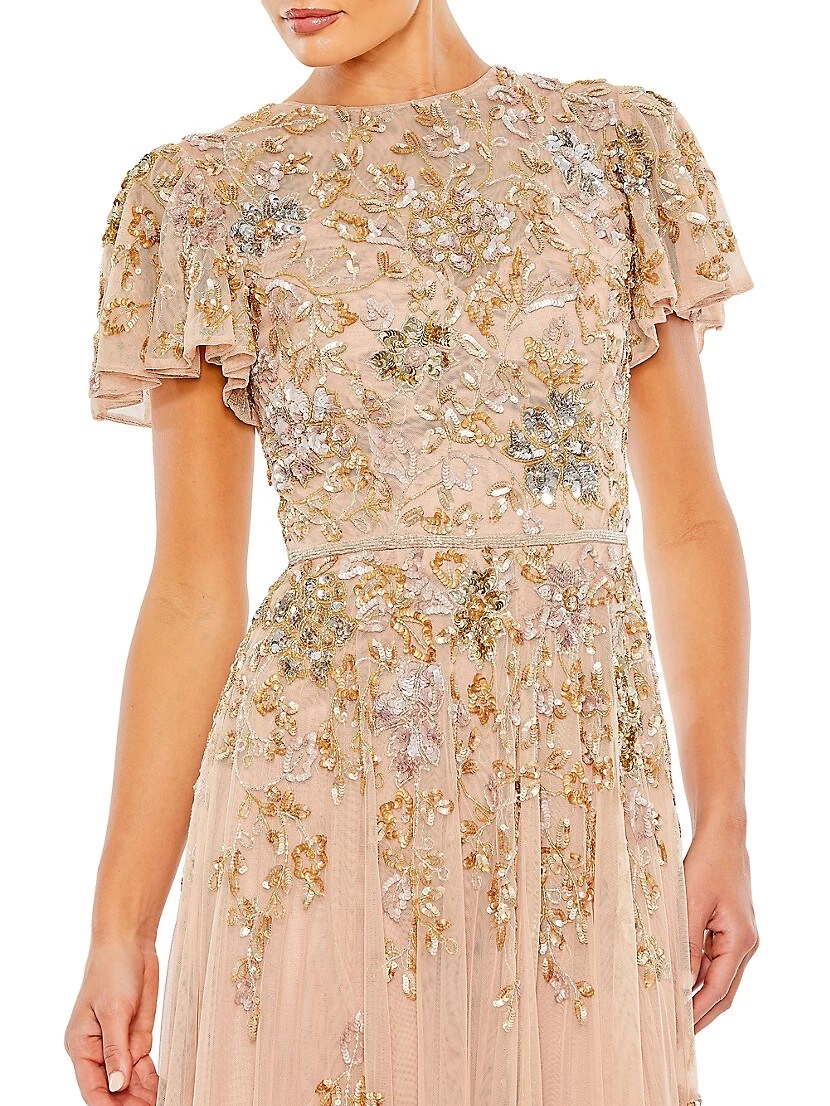 Floral-Embroidered Tulle Gown - Image 3