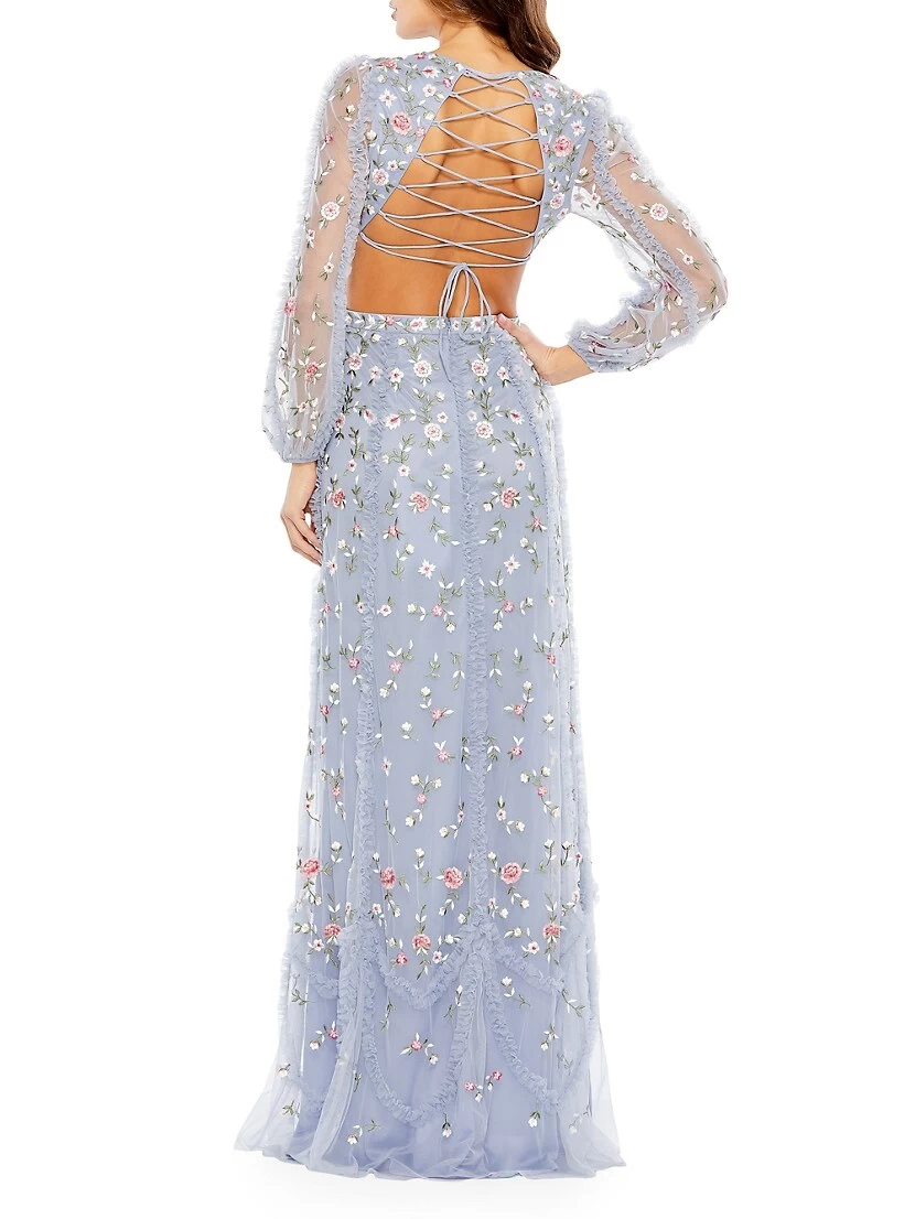 Floral Appliqué-Embellished Gown - Image 3
