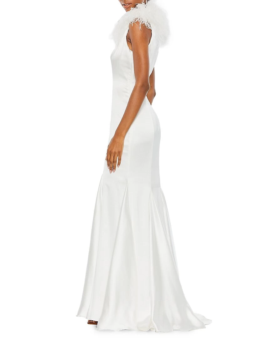 Feather-Embellished Sheath Gown - Image 2