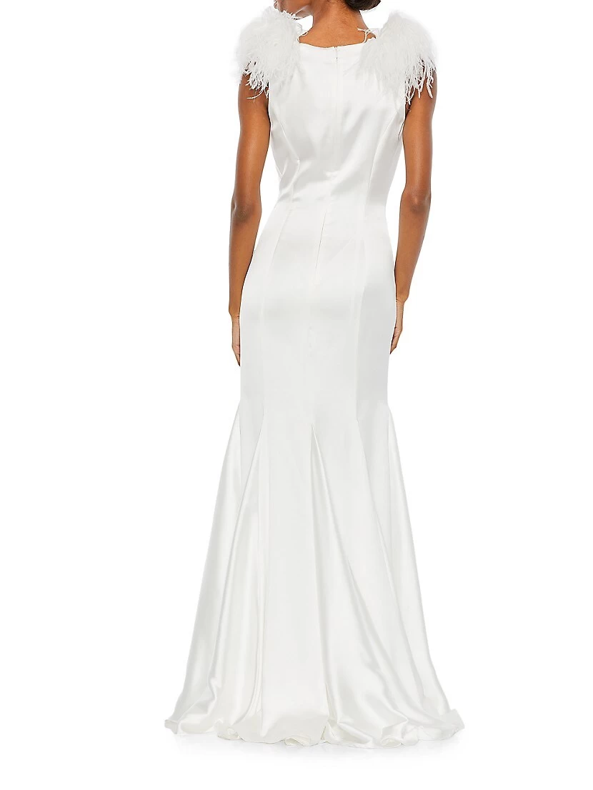 Feather-Embellished Sheath Gown - Image 3