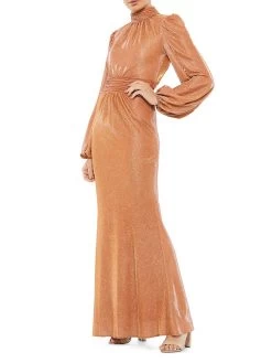 Metallic Puff-Sleeve Gown