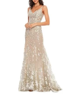 Floral Embellished Sheath Gown