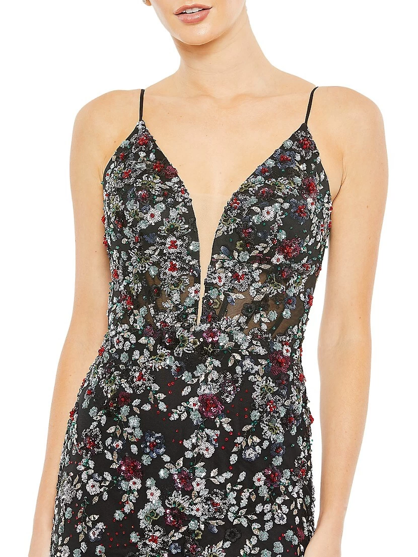 Floral Embellished Mermaid Gown - Image 2