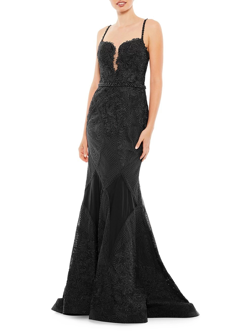 Sleeveless Embroidered Trumpet Gown - Image 2