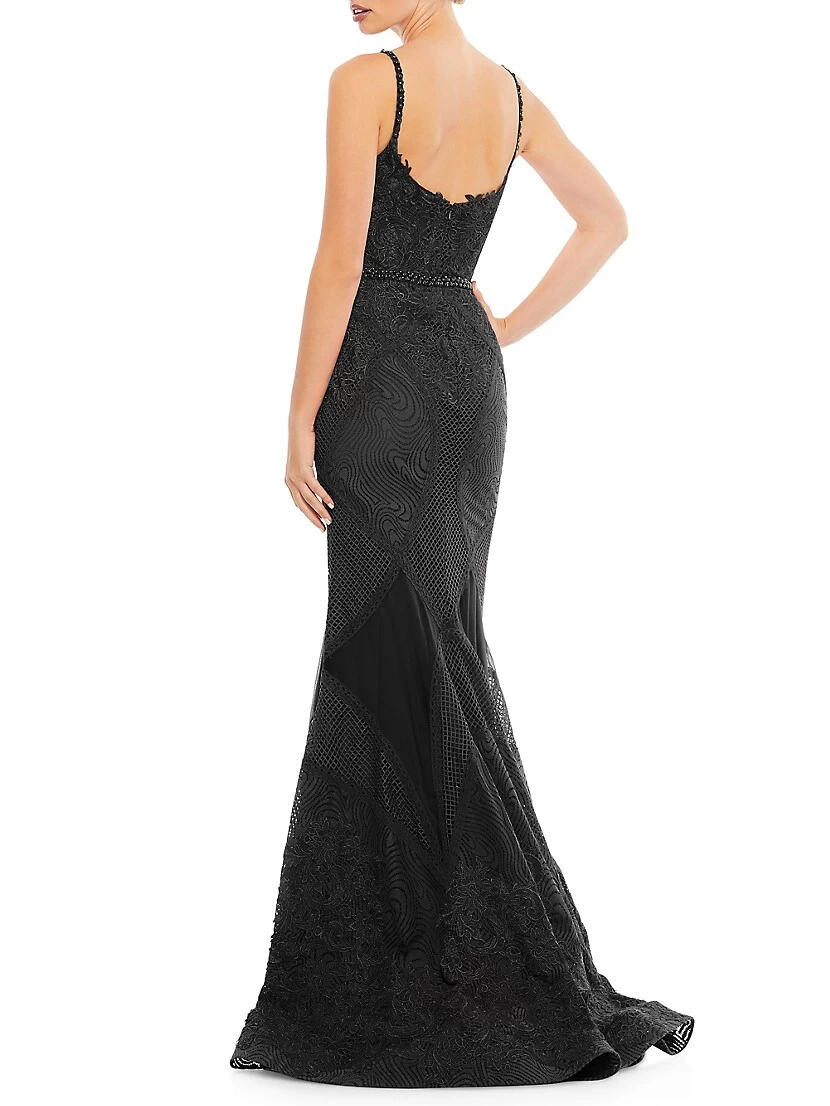 Sleeveless Embroidered Trumpet Gown - Image 3