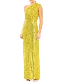 Metallic One-Shoulder Gown