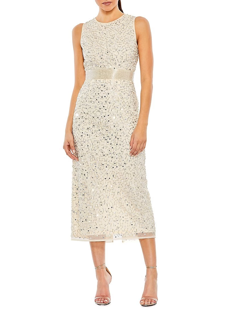 Embellished Belted Cocktail Dress