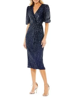 Puff-Sleeve Midi-Dress