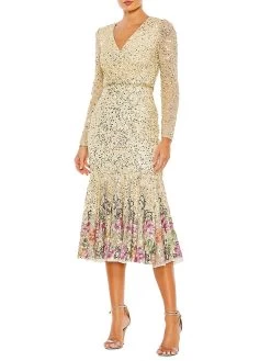 Sequined Tea-Length Dress