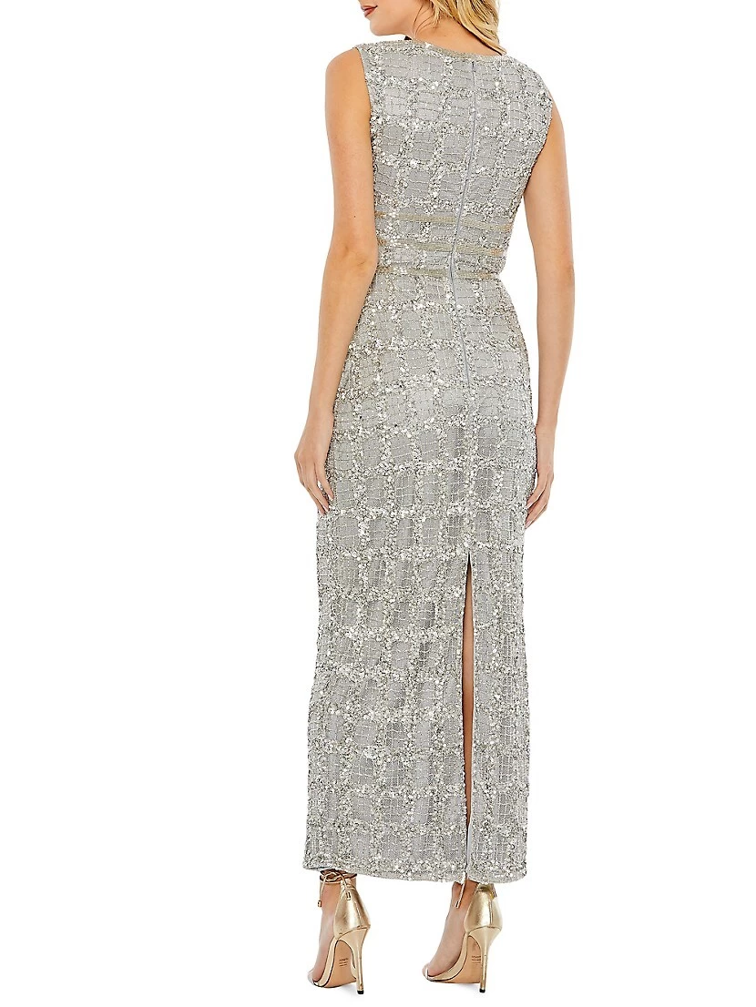 Beaded V-Neck Sheath Dress - Image 2