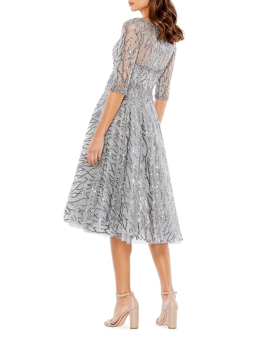 Sequined Fit-&-Flare Midi-Dress - Image 2