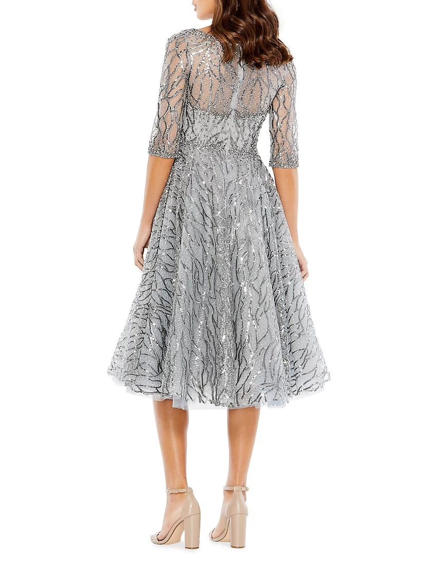 Sequined Fit-&-Flare Midi-Dress - Image 3