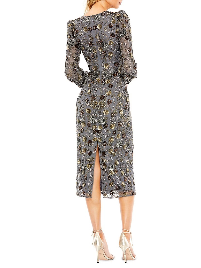 Sequined Faux Wrap Dress - Image 2