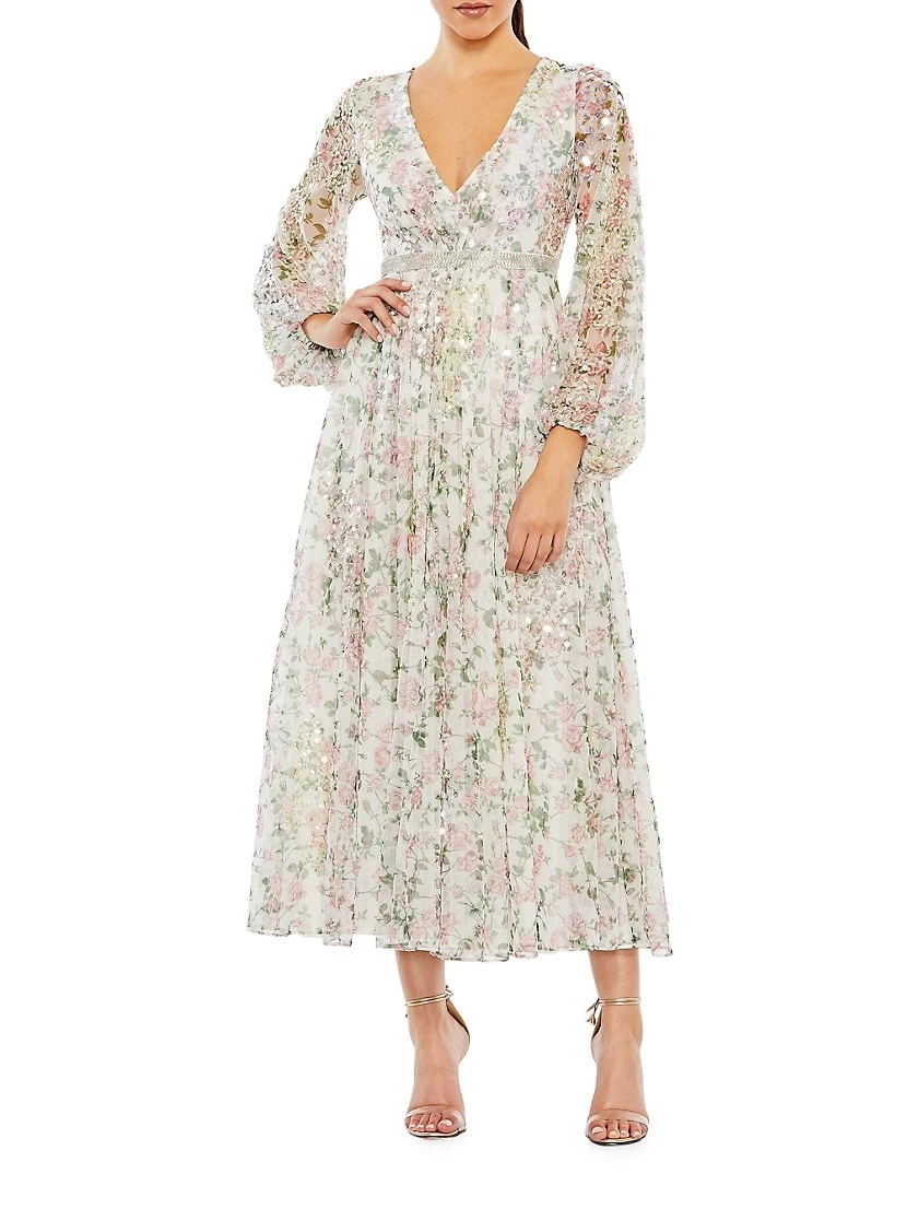 Cocktail Floral Midi-Dress