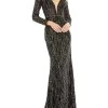 Embellished Mesh Trumpet Gown