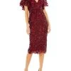 Sequin Butterfly-Sleeve Midi-Dress