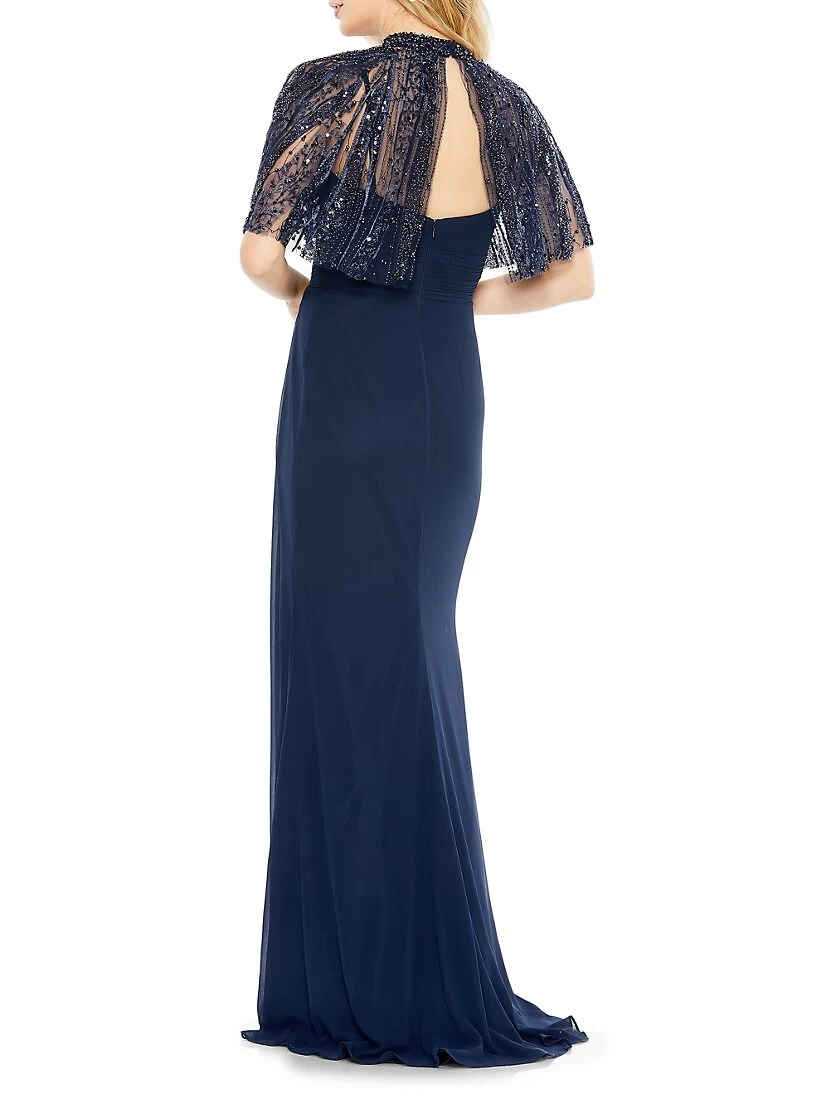 Embellished Butterfly-Sleeve Gown - Image 2