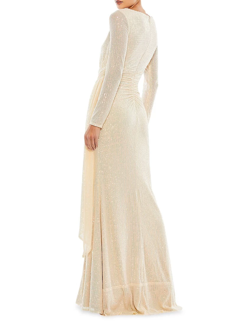 Draped Sequin Gown - Image 2