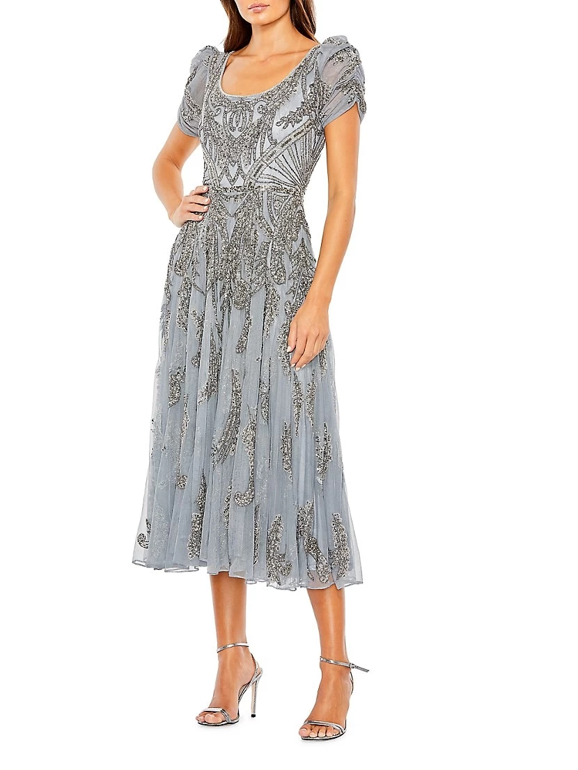 Embellished Short-Sleeve Dress