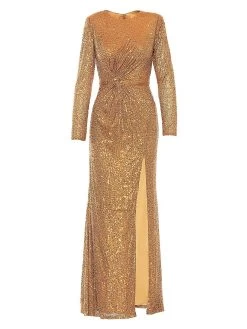 Ieena Sequin Front-Knot Gown
