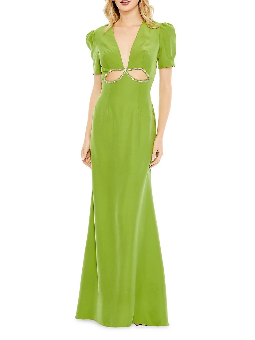 Ieena Puff-Sleeve Cut-Out Gown - Image 3