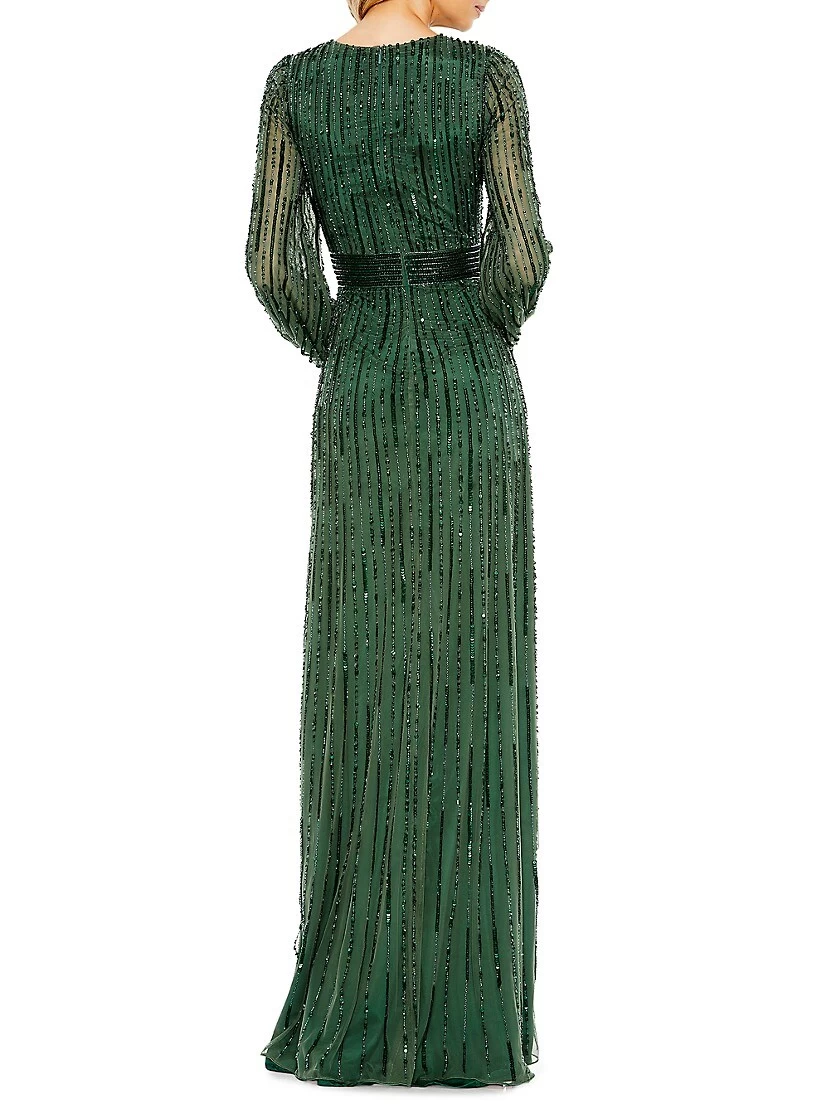 Sequin-Embellished Bishop-Sleeve Gown - Image 3