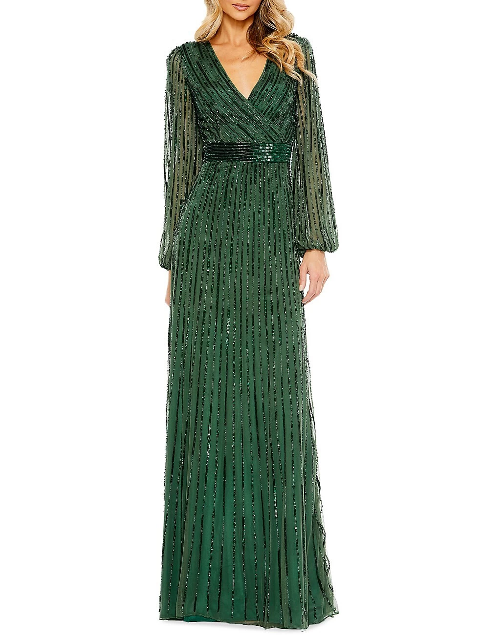 Sequin-Embellished Bishop-Sleeve Gown - Image 2