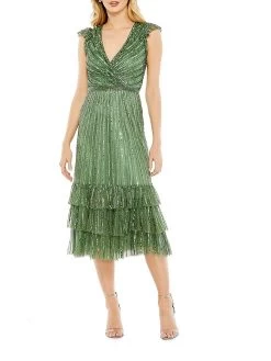 Sequin Ruffle-Hem Dress