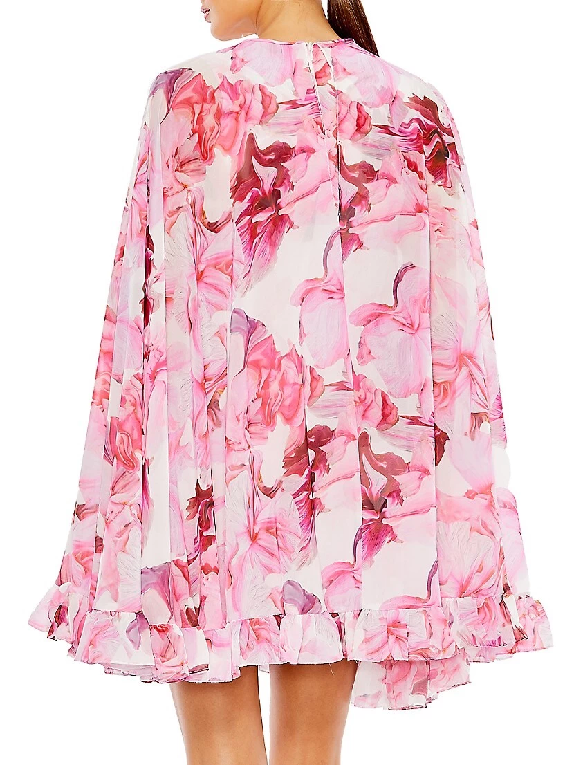 Ieena Floral Print Cape Minidress - Image 3