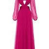 Ieena Cut-Out Puff-Sleeve Gown