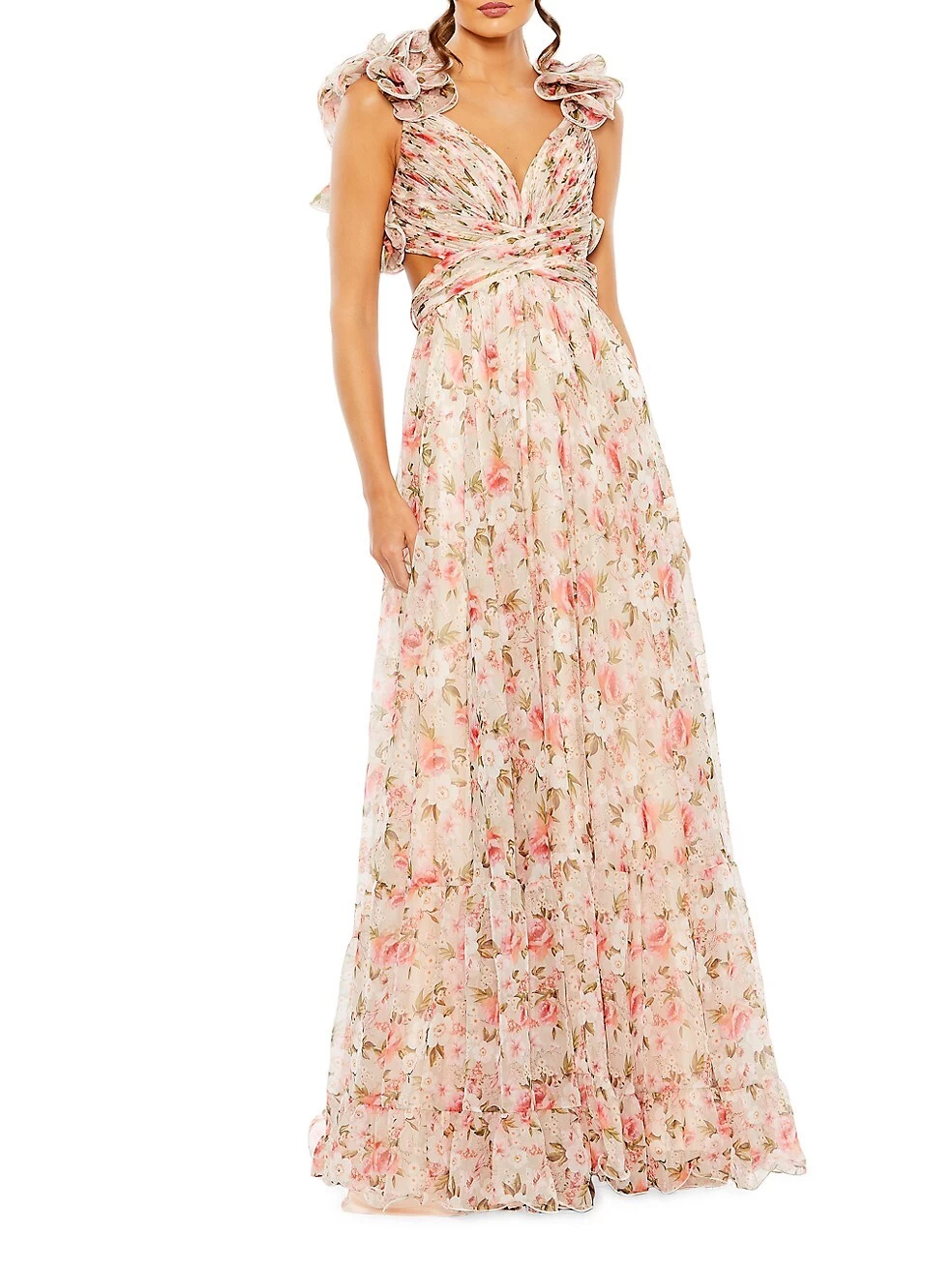 Floral Cut-Out Chiffon Gown - Image 2