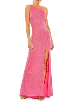 Ieena One Sequined One-Shoulder Gown