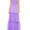 Tie-Neck Tiered Halter Gown