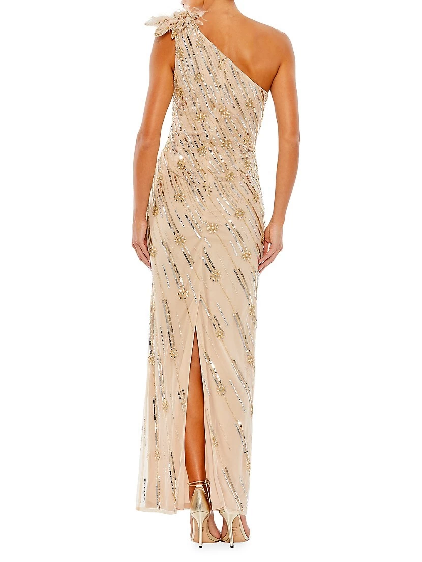 Embellished One-Shoulder Column Gown - Image 3