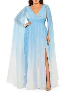 Fabulouss Ombré Chiffon Cape Gown